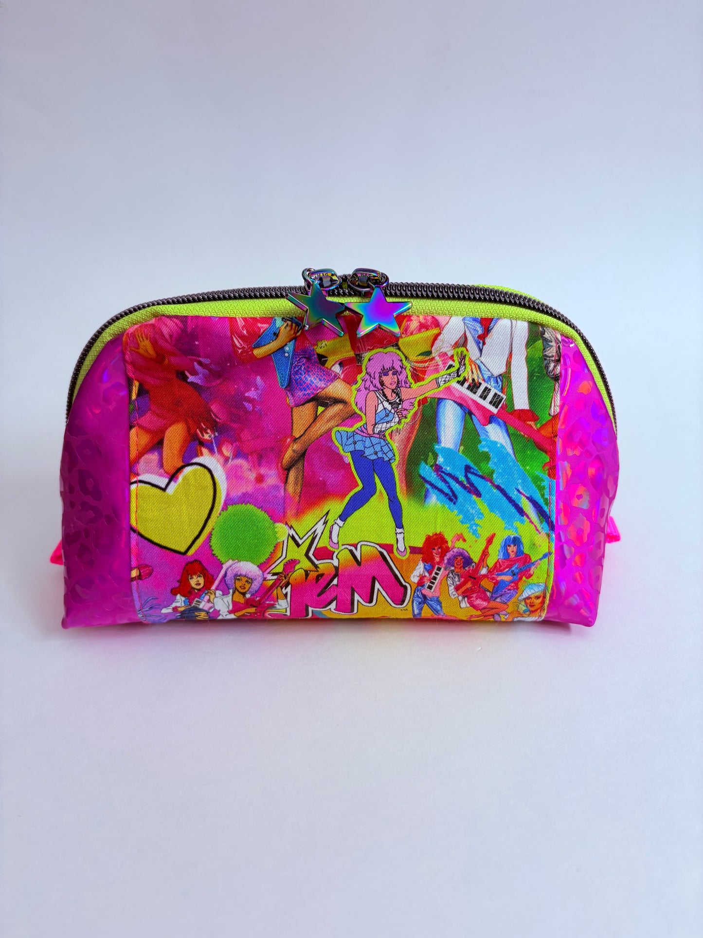 JEM mashup neon pink leopard holographic pouch