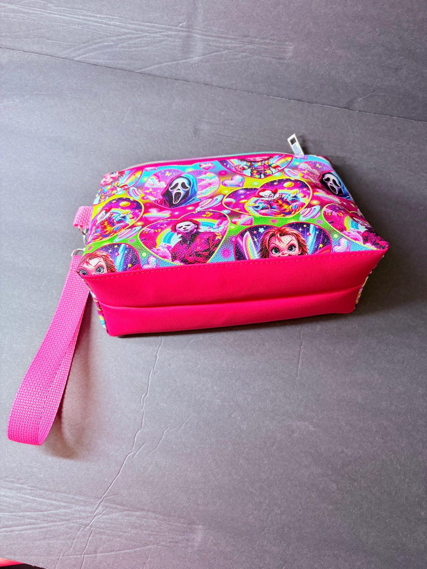 Horror friends wristlet make up pouch