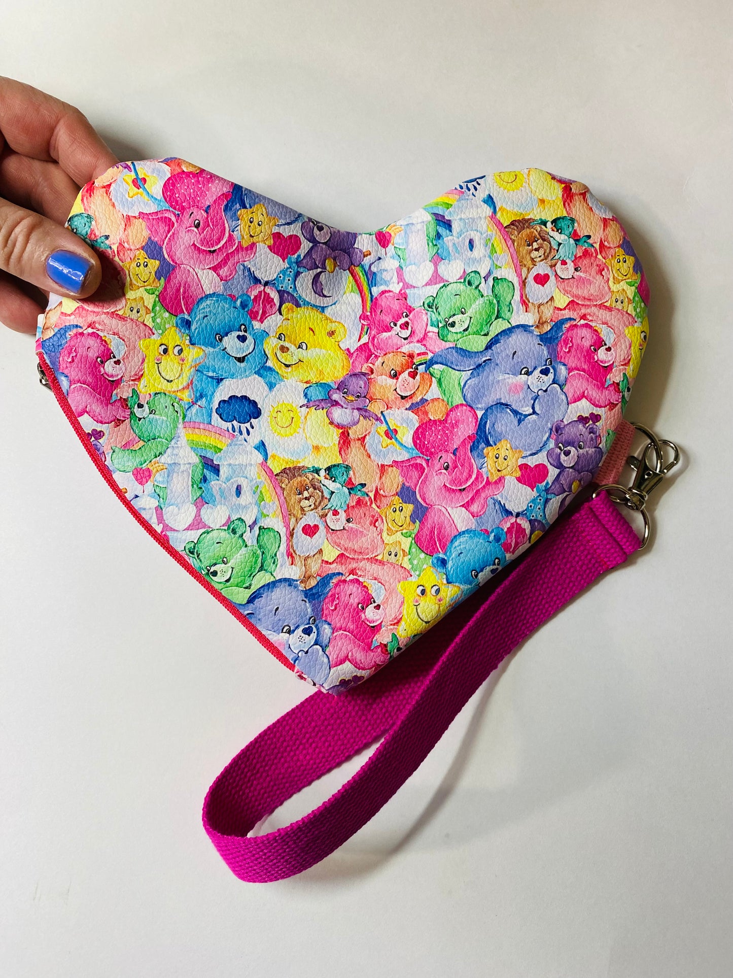 Bear heart shaped wristlet pouch