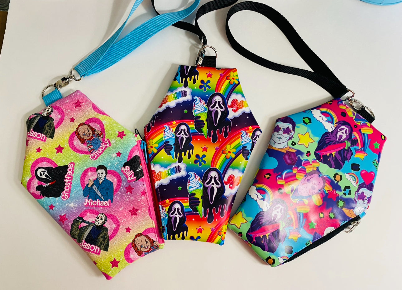 Coffin wristlet pouches