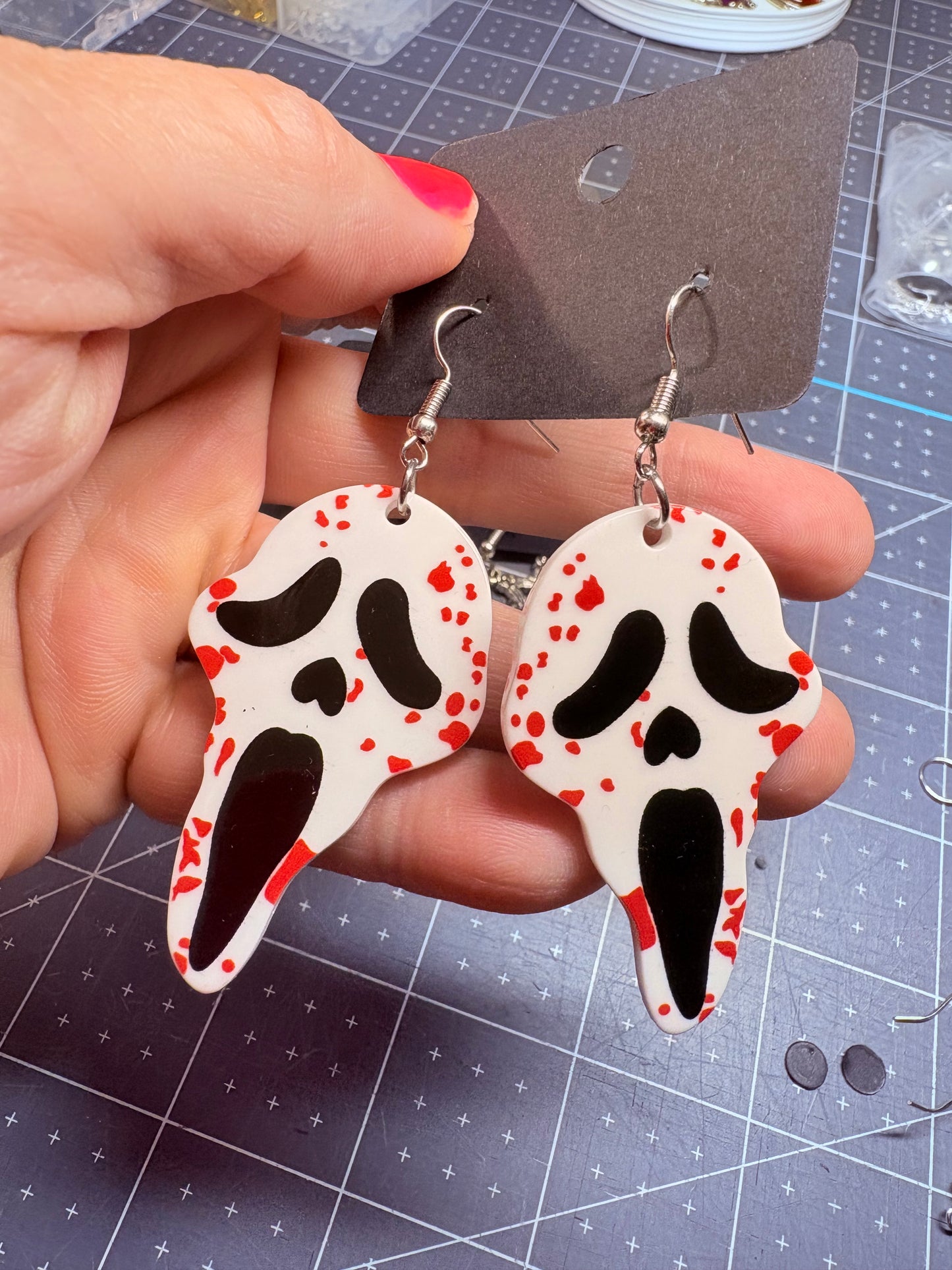 Bloody ghostface earrings