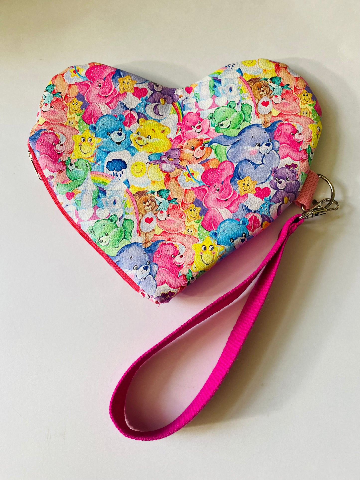 Bear heart shaped wristlet pouch