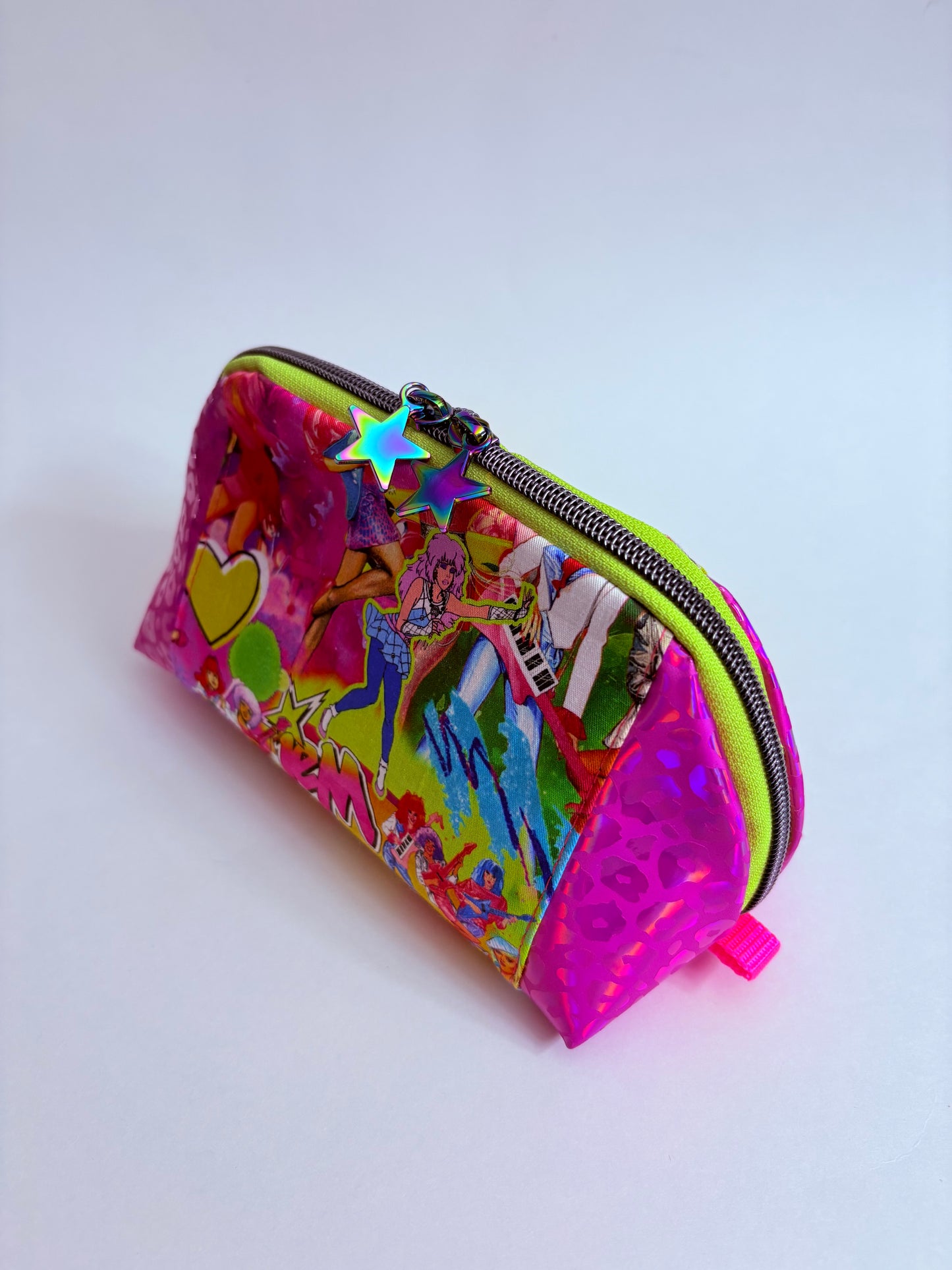JEM mashup neon pink leopard holographic pouch