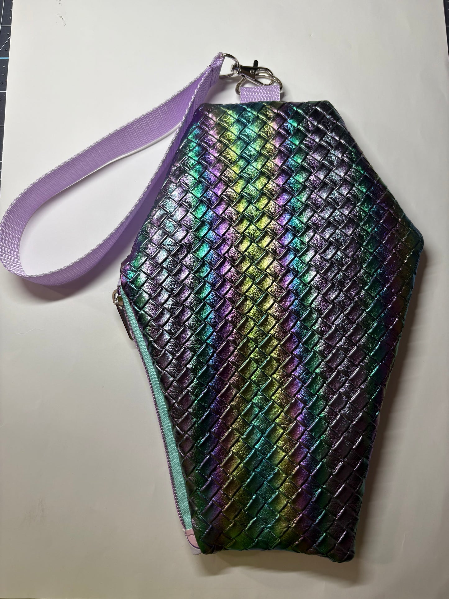Pastel Frankensteins and bride coffin wristlet