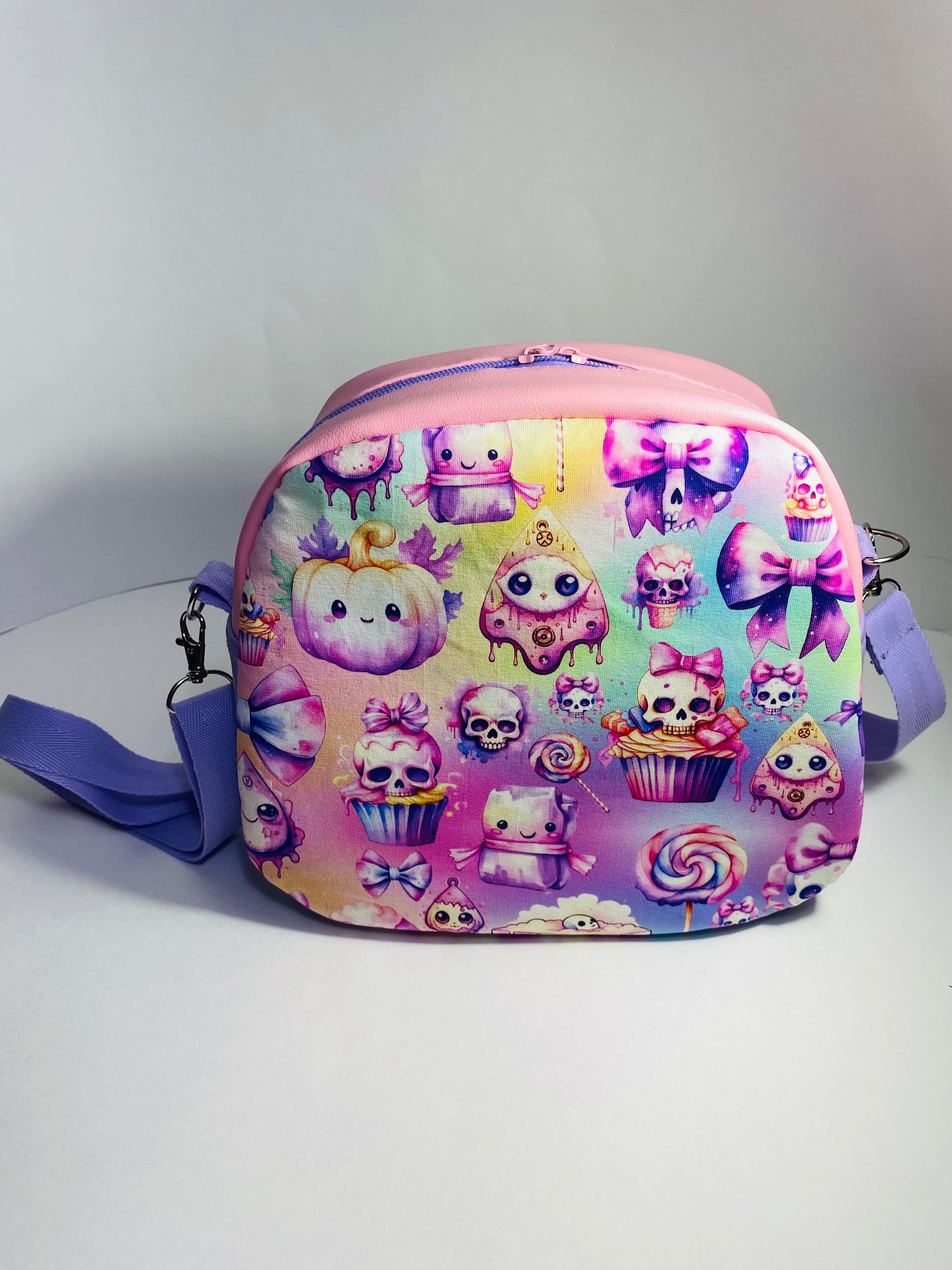 Cupcakes and skulls crossbody bowler