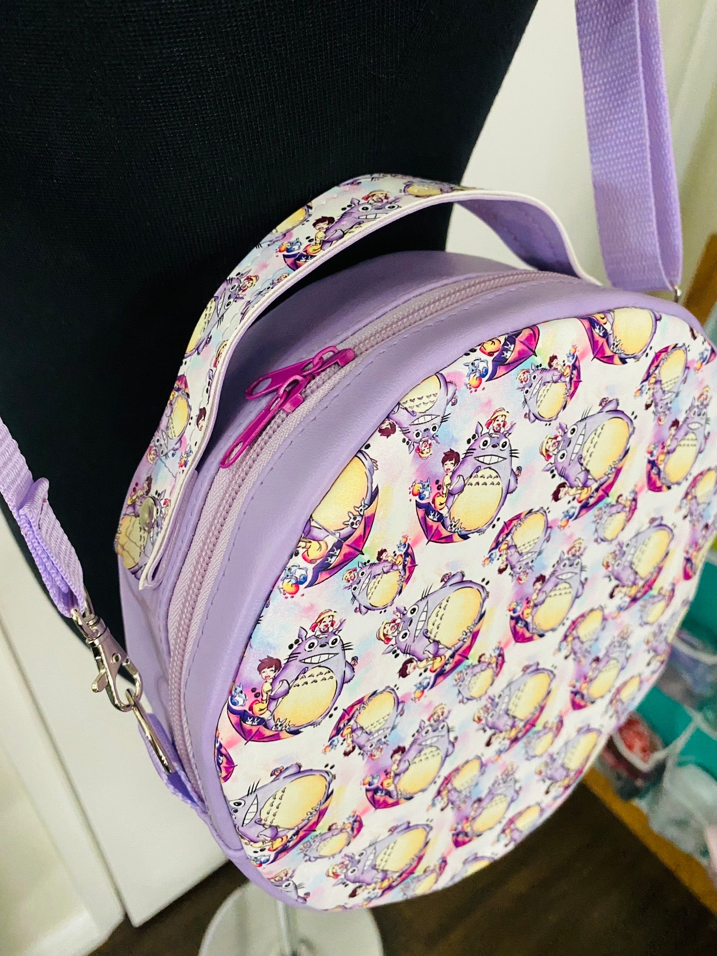 Lavender circle Totoro bag