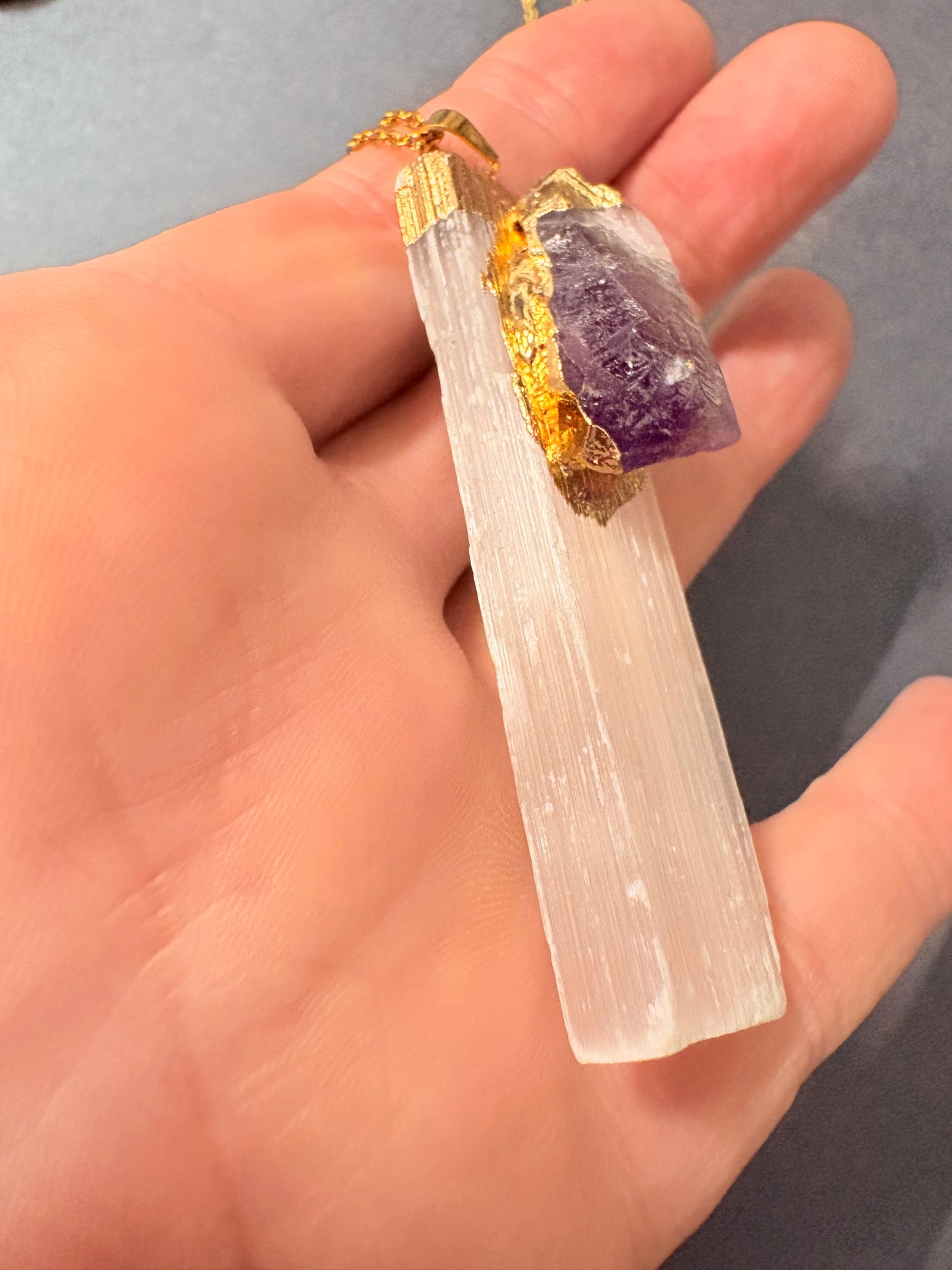 AMETHYST AND SELENITE NECKLACE