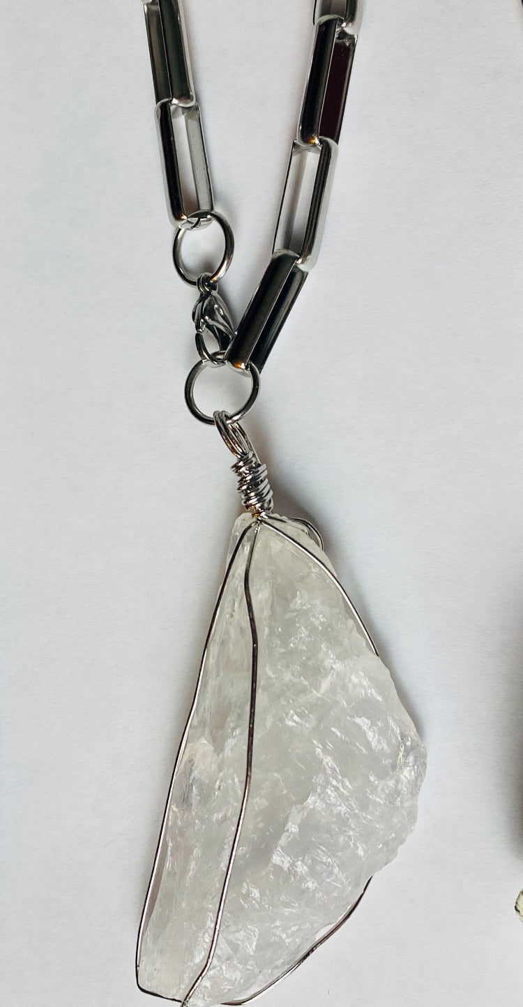 Jumbo quartz crystal necklace