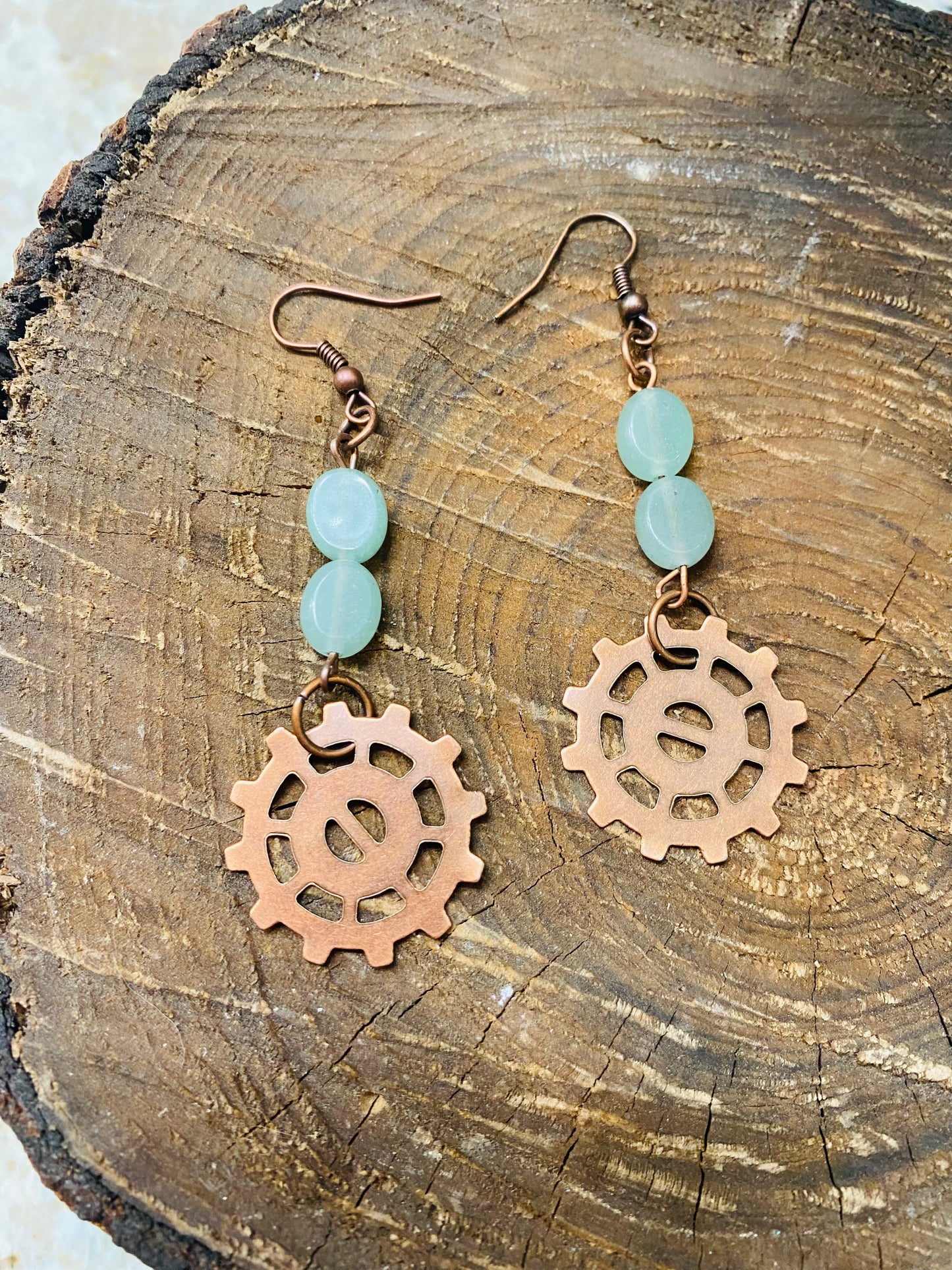 Copper JADE steampunk inspired earrings