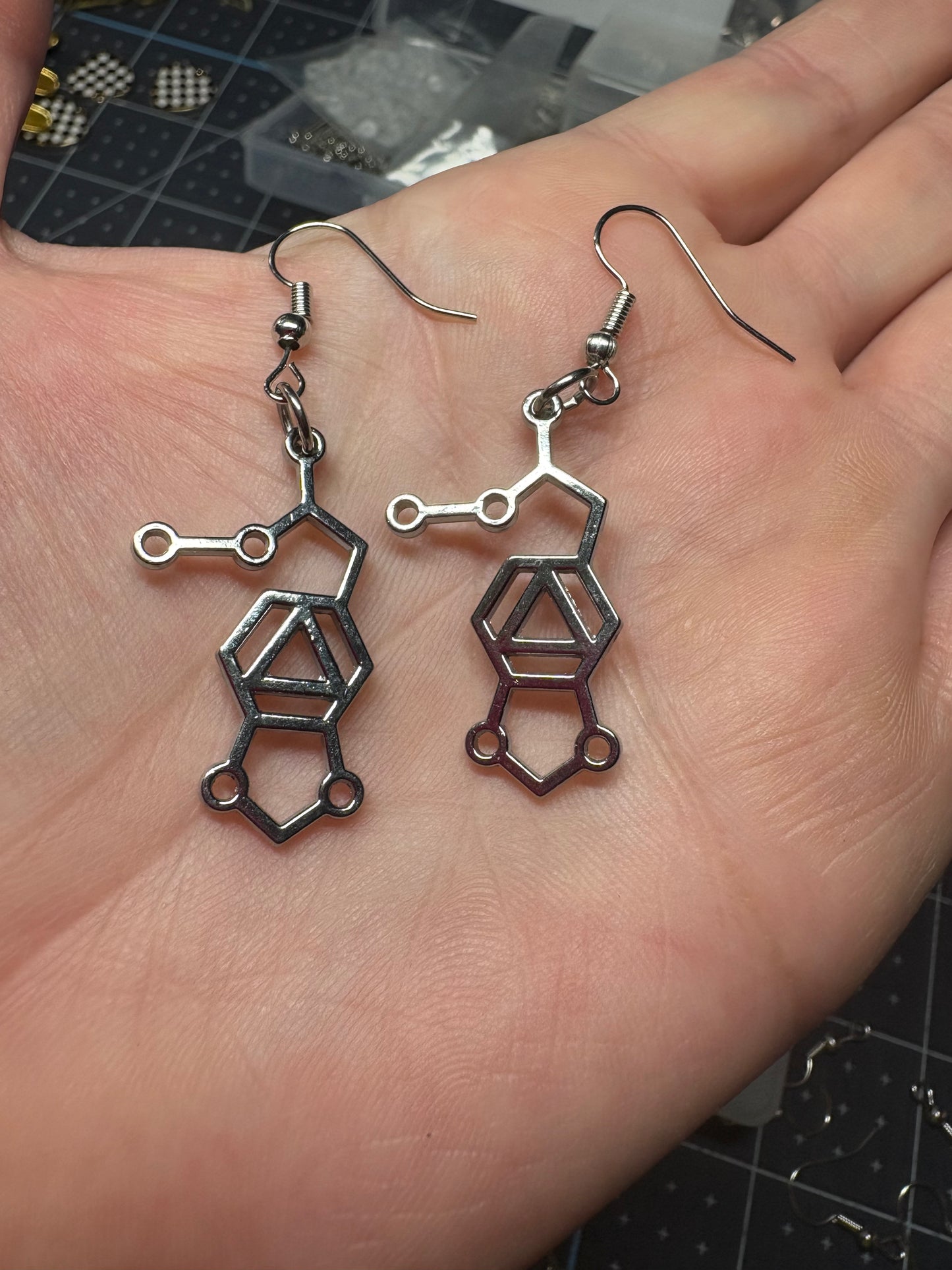 MDMA molecule earrings