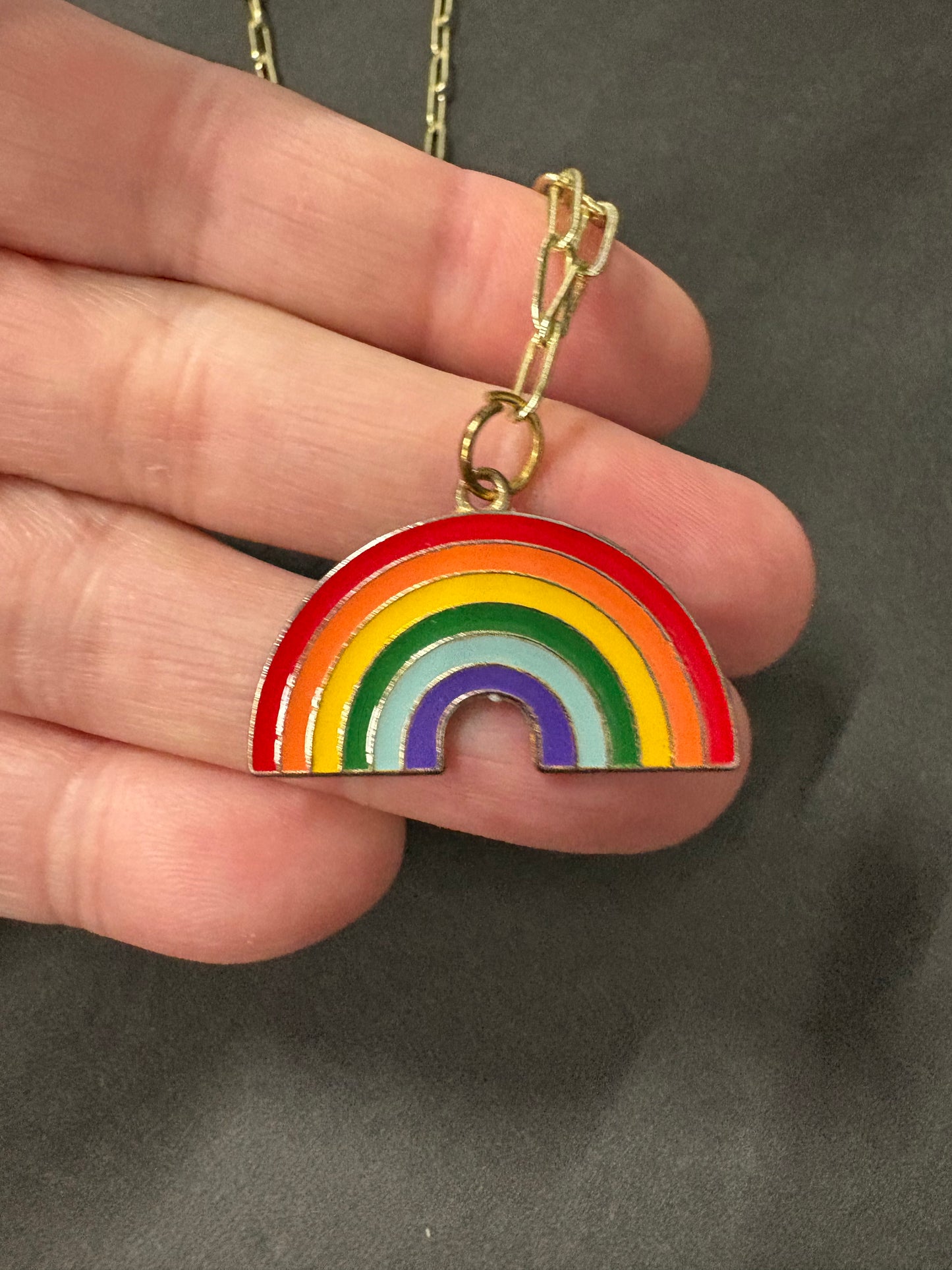 RAINBOW NECKLACE ON 14k chain