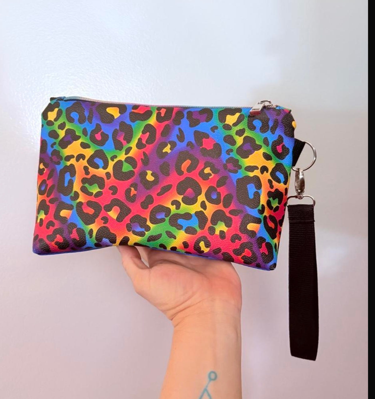 Rainbow leopard make up pouch