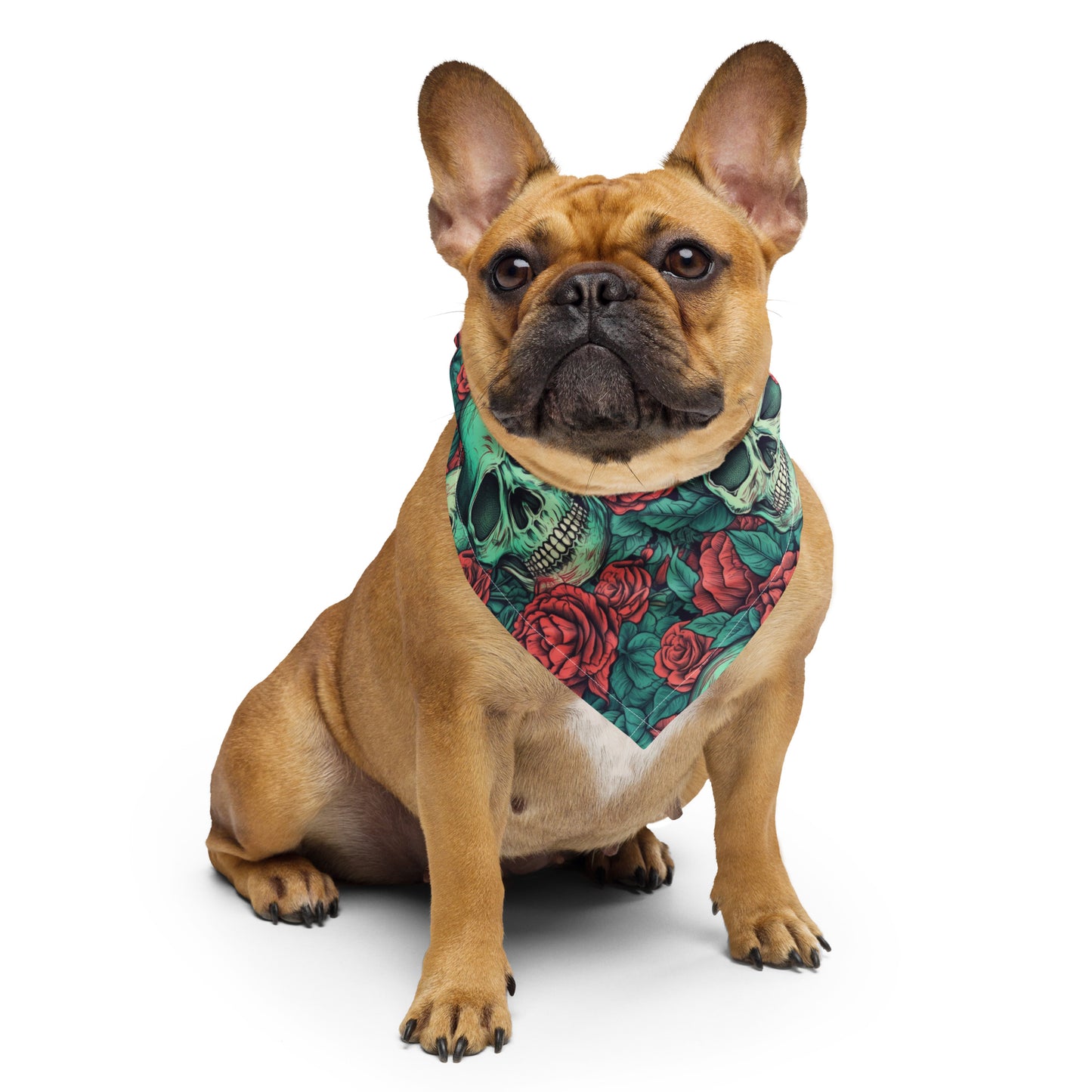 dog doggy bandana skull and roses bandana