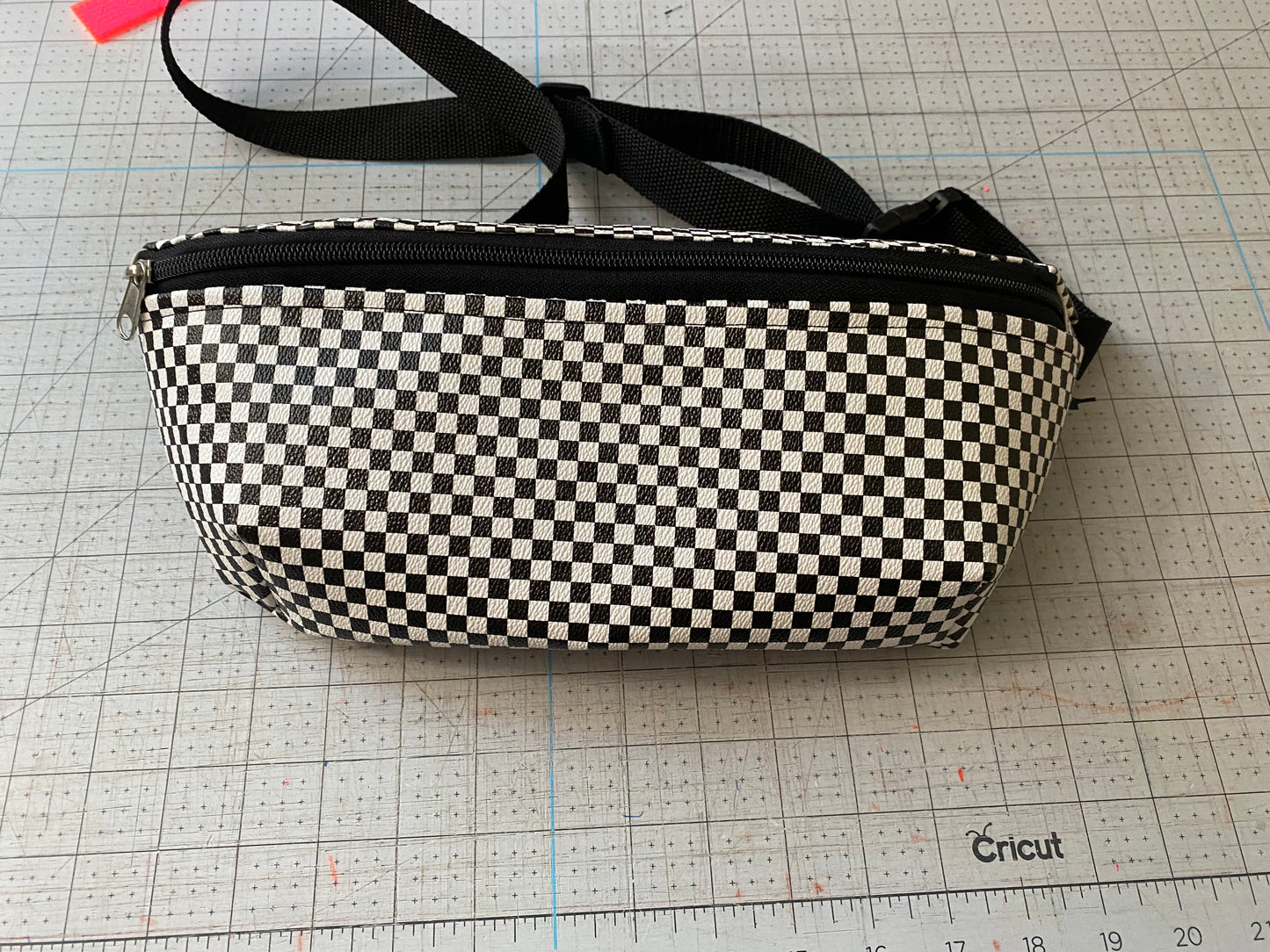 Checkered black and white Fanny pack