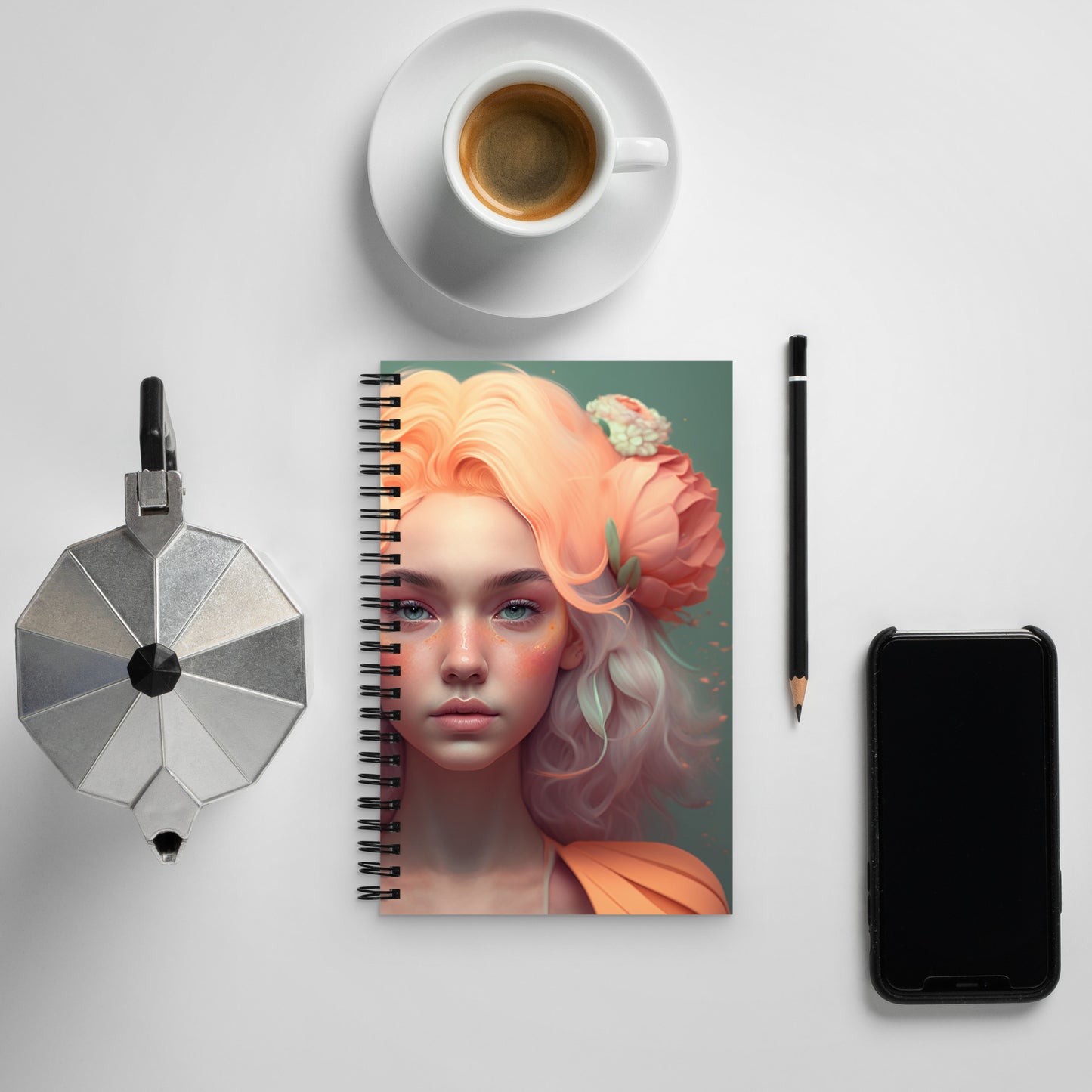 FLOWER GIRL SERIES DOTTED SPIRAL NOTEBOOK