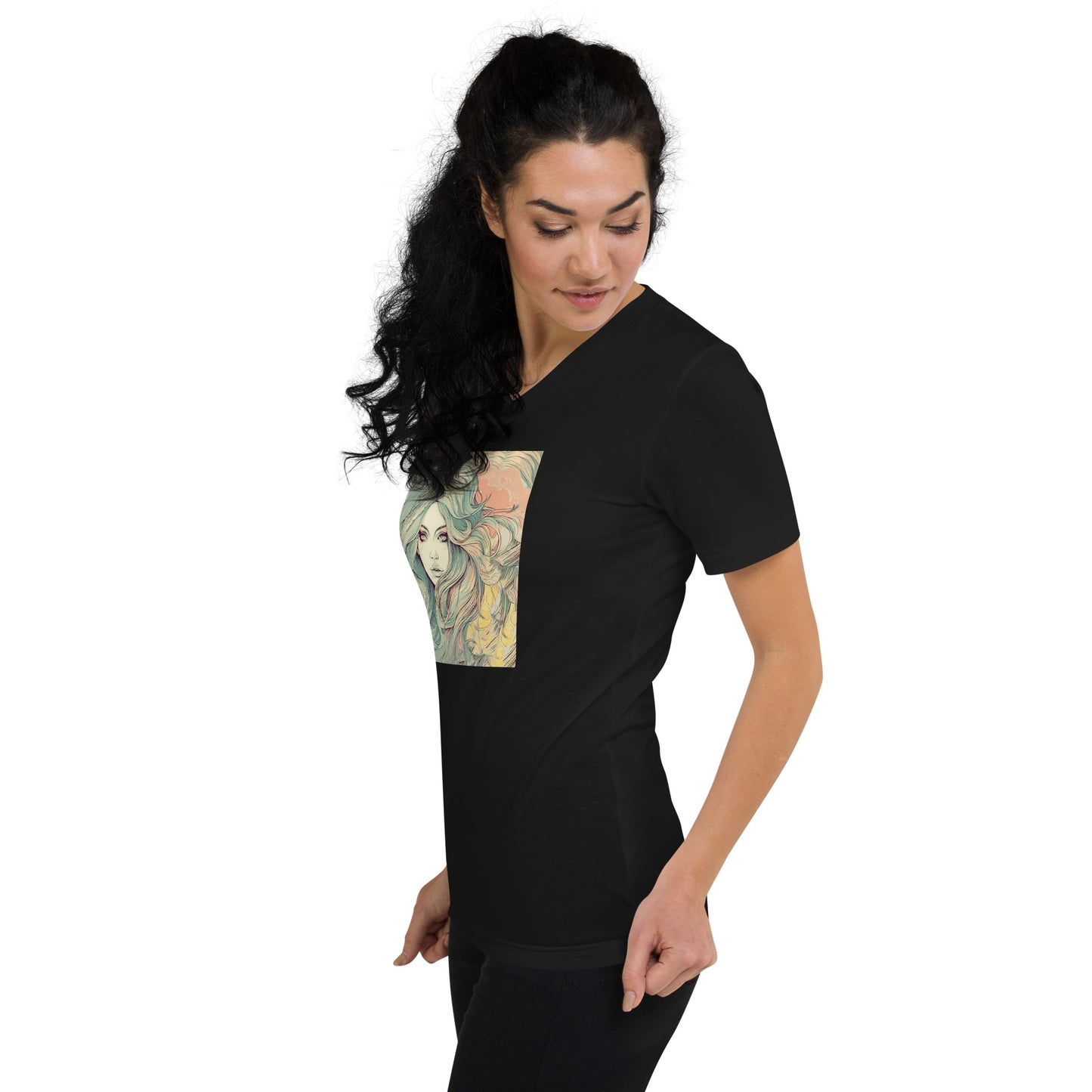 PASTEL 70's face Unisex Short Sleeve V-Neck T-Shirt