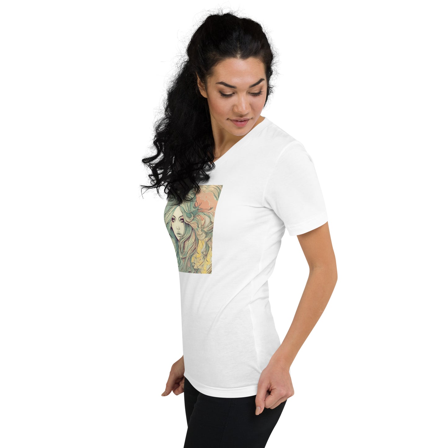 PASTEL 70's face Unisex Short Sleeve V-Neck T-Shirt