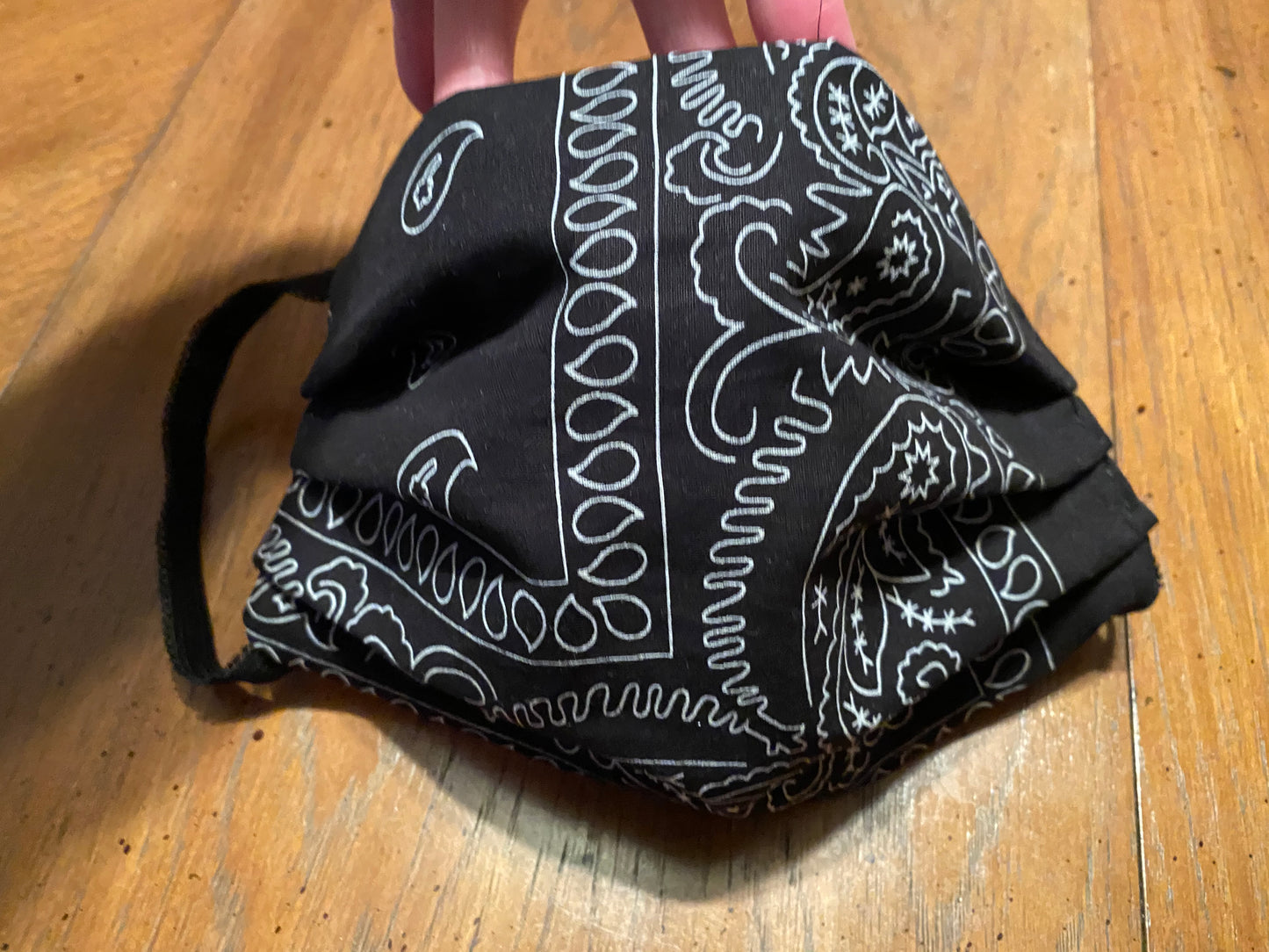 BLACK BANDANA custom mask avail in kids men women sizes w/filter pockets