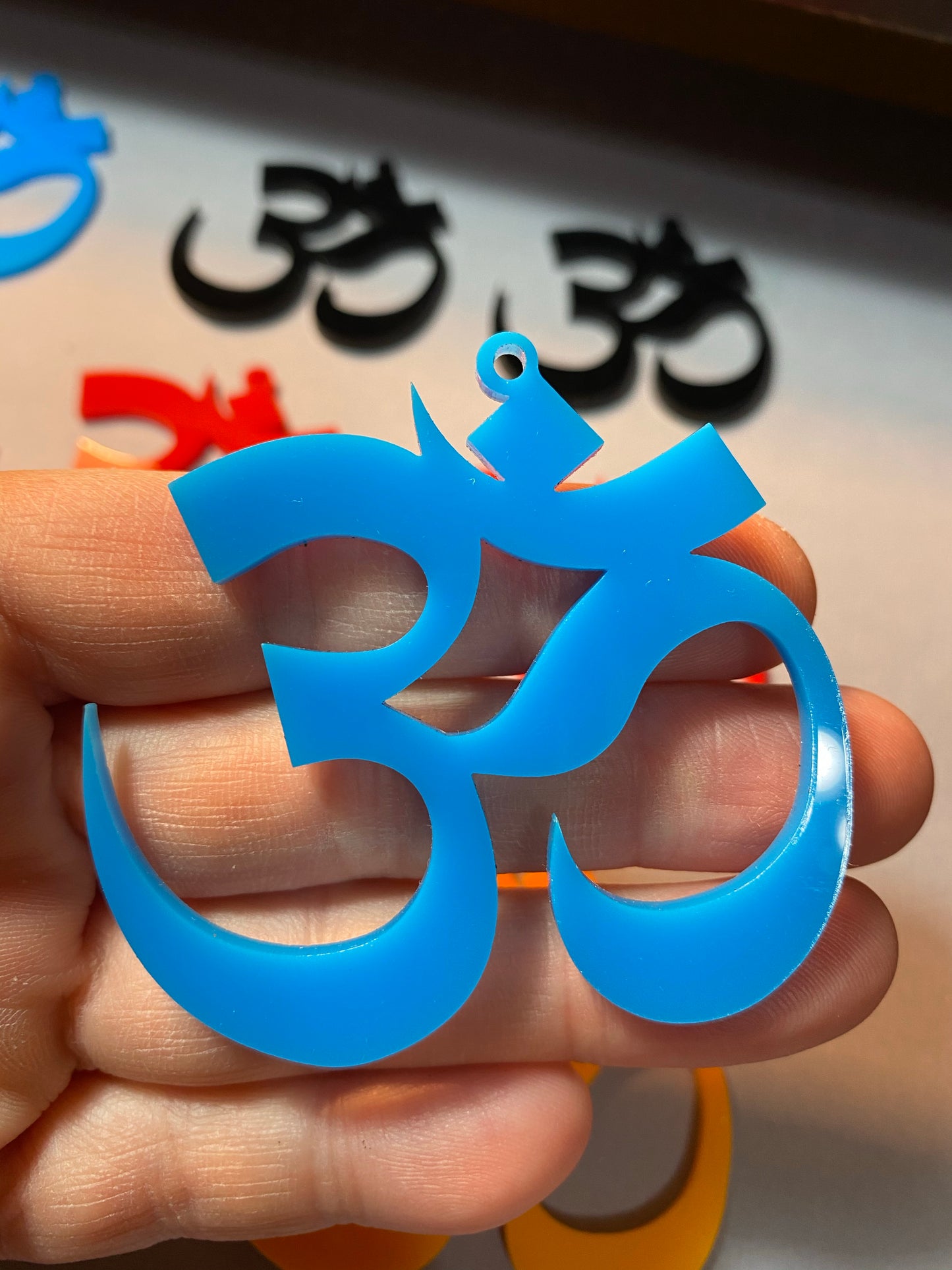big laser cut om earrings