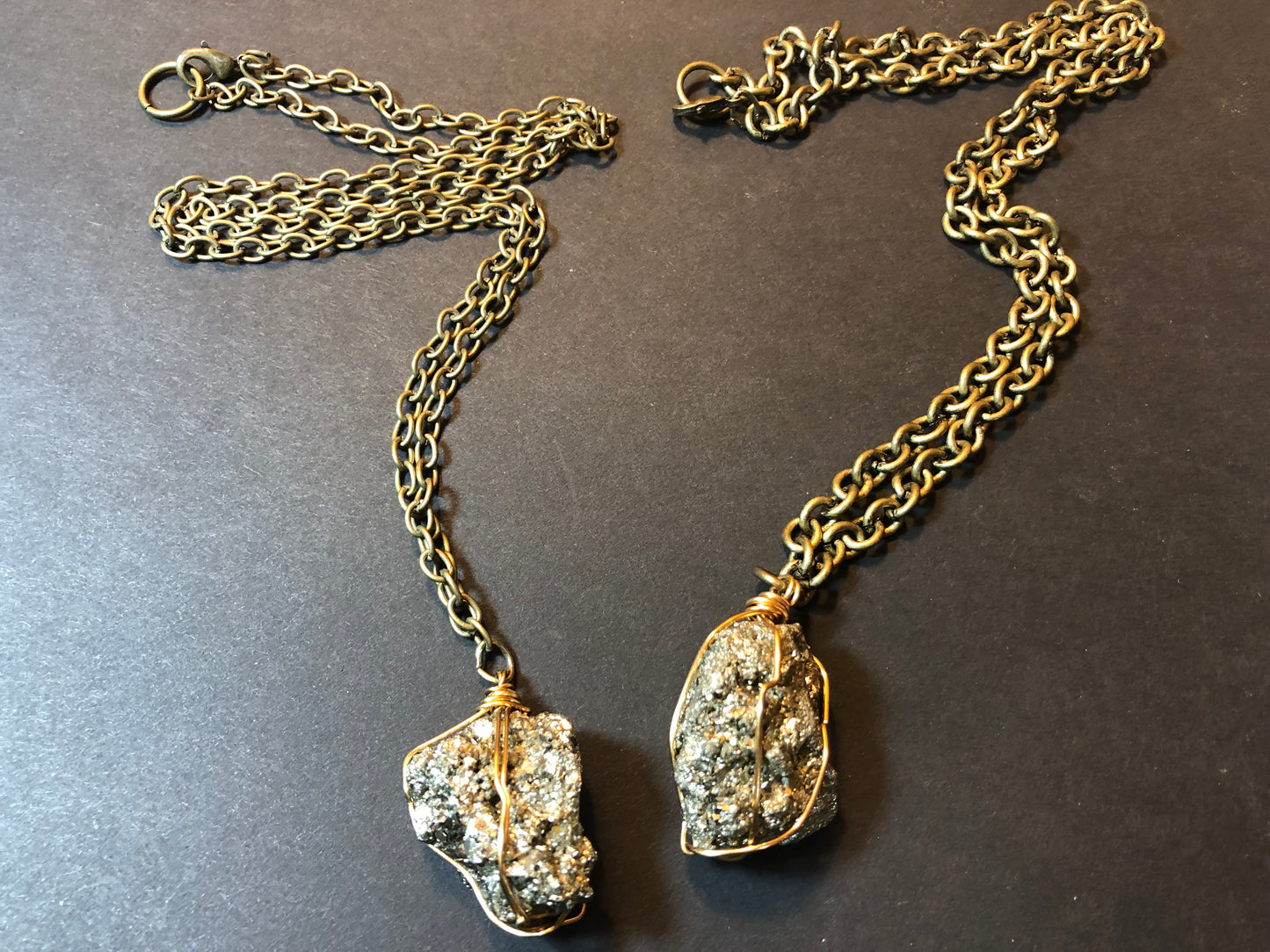 PYRITE WIRE WRAPPED PENDANT NECKLACE JEWELRY