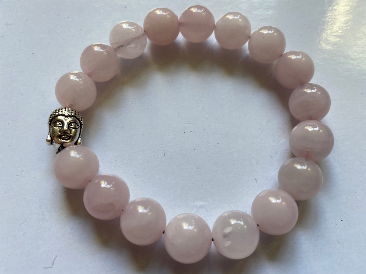 rose quarts love healing buddha bracelet