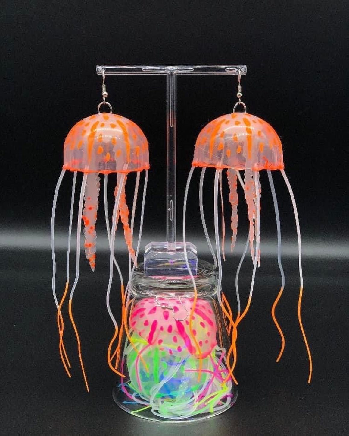 UV reactive Glow in the dark jellyfish earrings