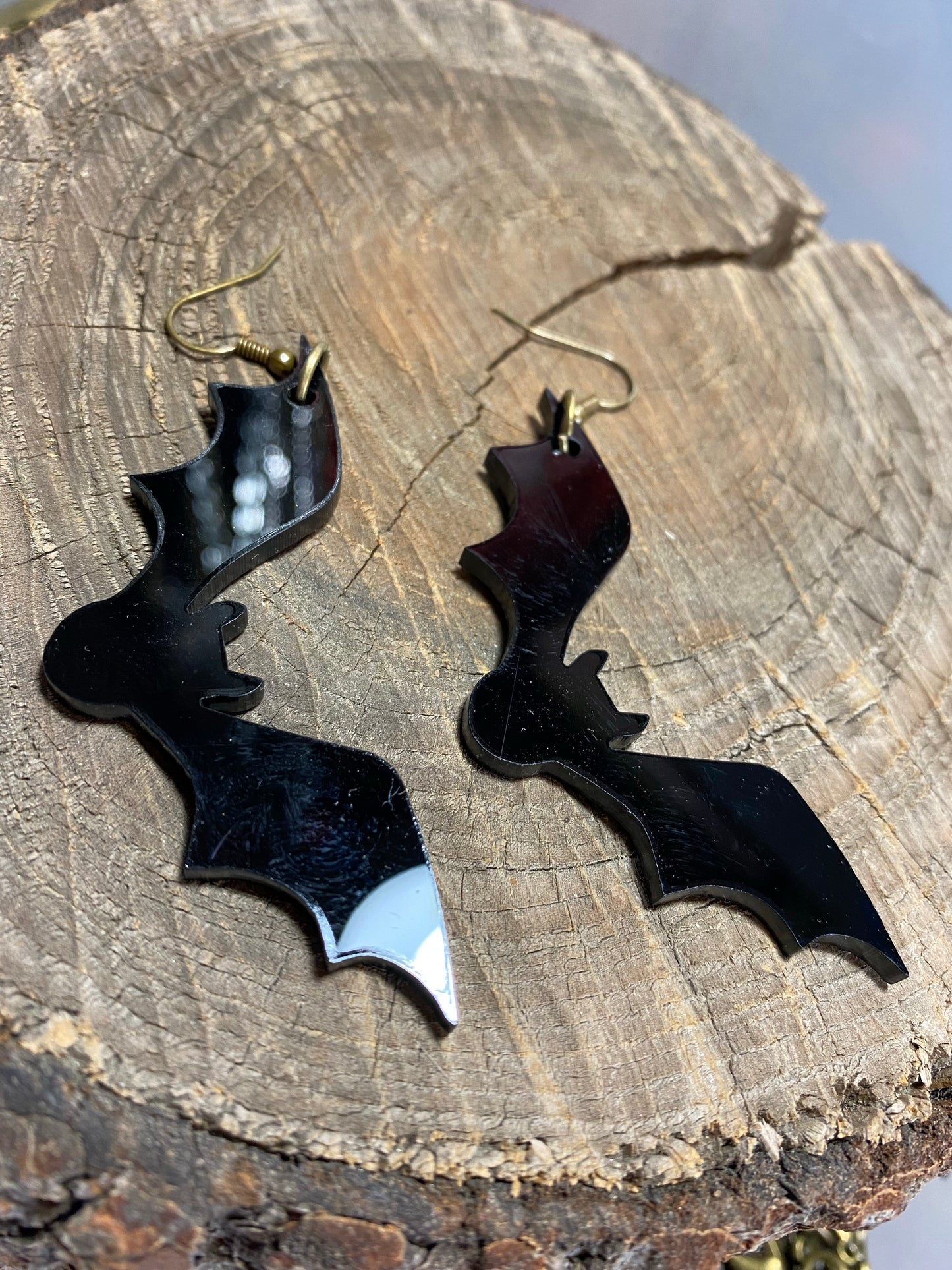 bat ha;lloween laser cut big earrings