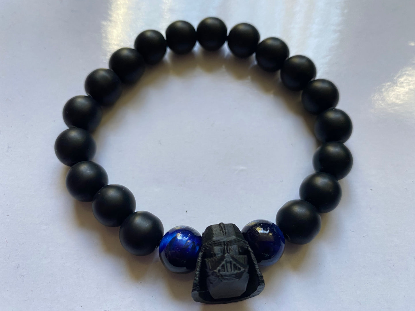 matte onyx handmade darth vader star wars inspired bracelet with tigerseye