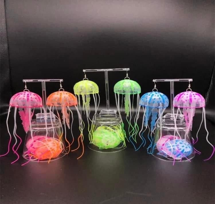 UV reactive Glow in the dark jellyfish earrings