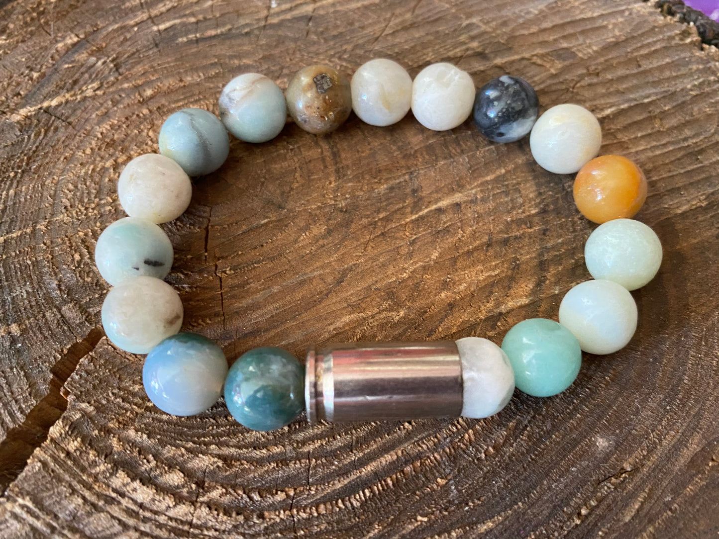 handmade unisex healing amazonite bullet bracelet