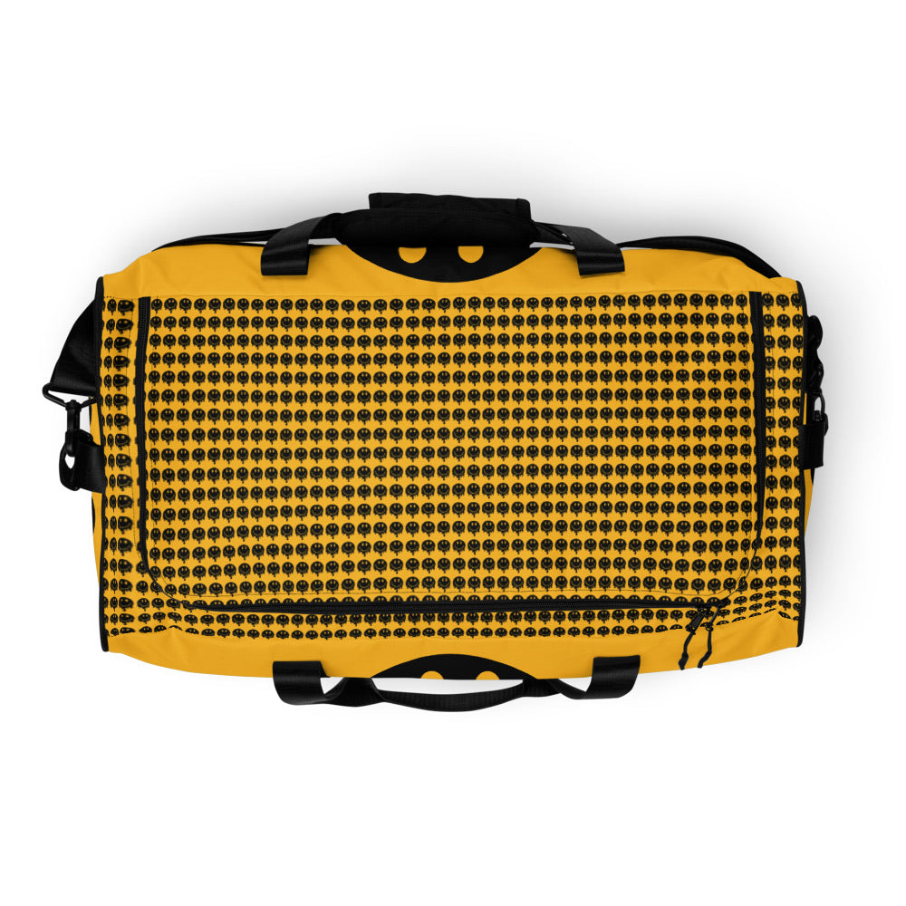 BLACK AND YELLOW MELTY SMILEY DUFFLE