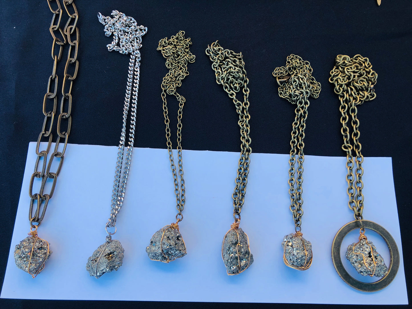 PYRITE WIRE WRAPPED PENDANT NECKLACE JEWELRY
