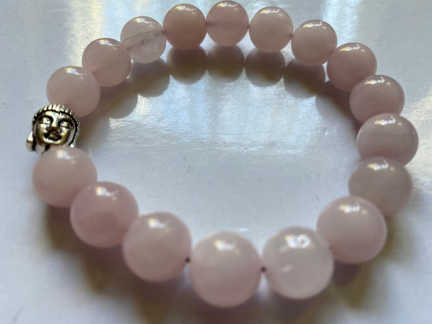 rose quarts love healing buddha bracelet