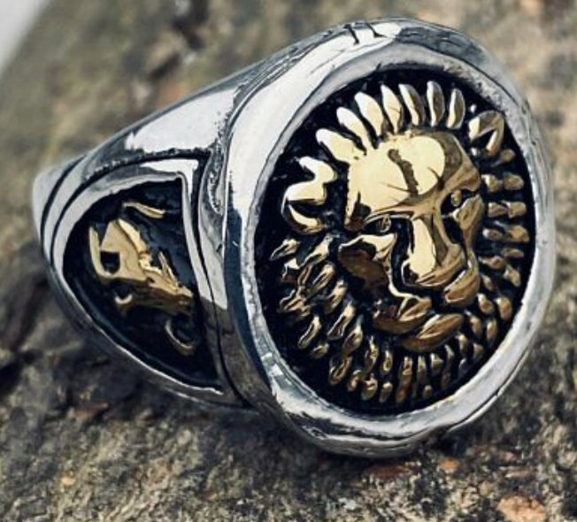 LION HEAD MENS STAINLESS STEEL RING