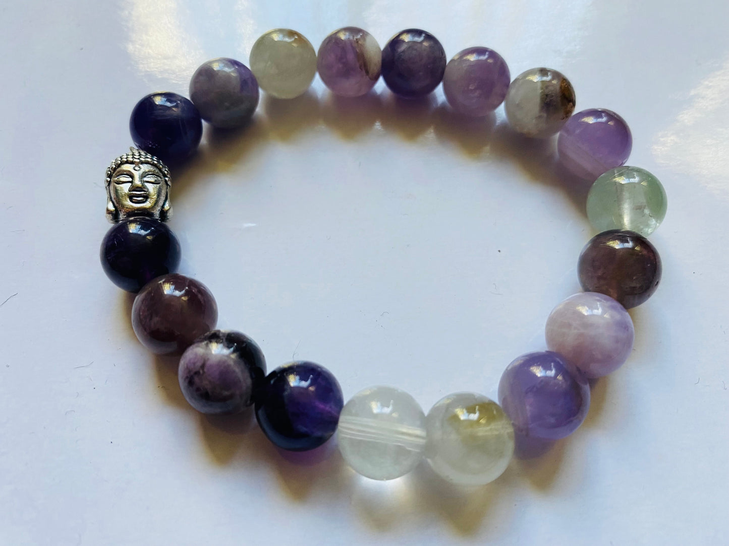 handmade stackable crystal amethyst buddha bracelet