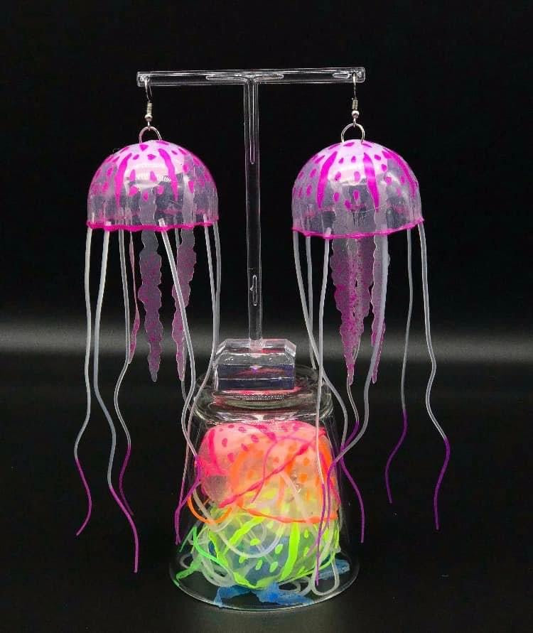 UV reactive Glow in the dark jellyfish earrings