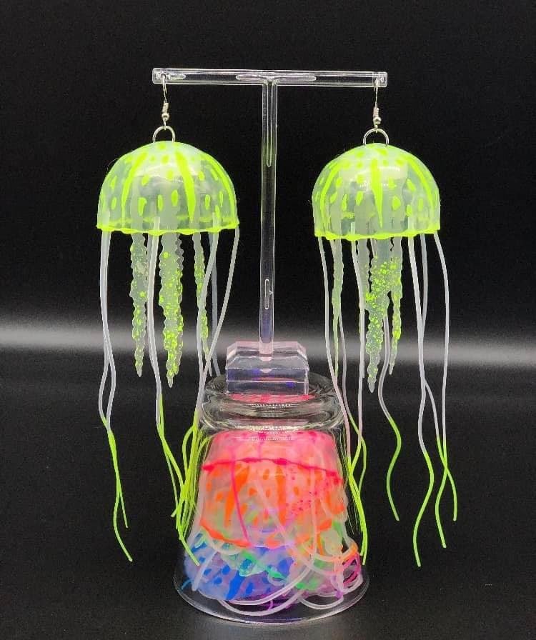 UV reactive Glow in the dark jellyfish earrings
