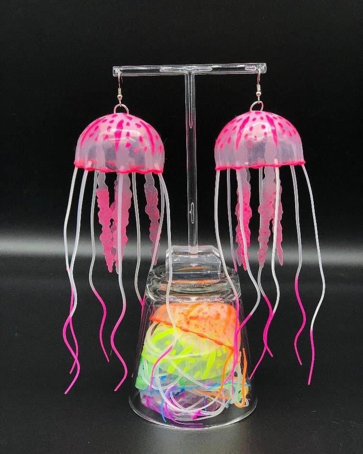UV reactive Glow in the dark jellyfish earrings
