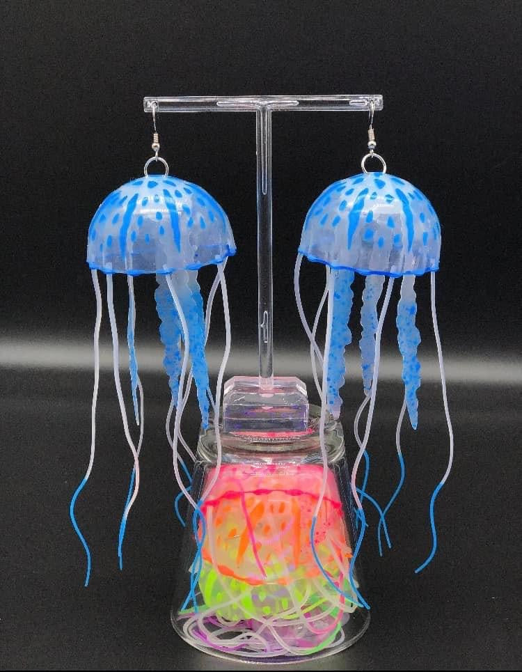 UV reactive Glow in the dark jellyfish earrings