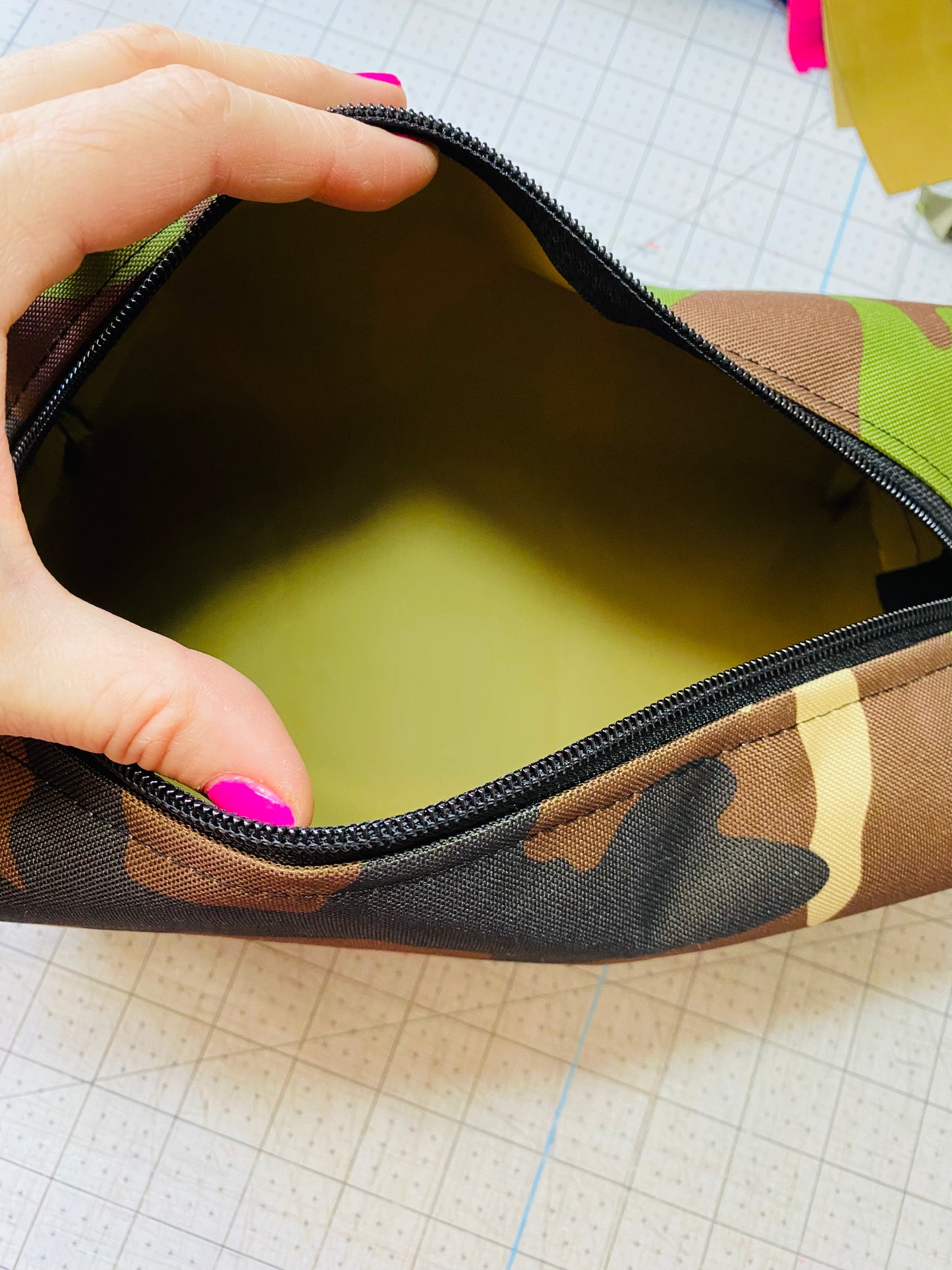 Camo boxy bag