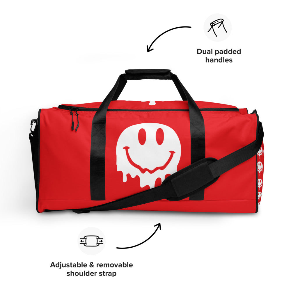 RED MELTY SMILEY DUFFLE