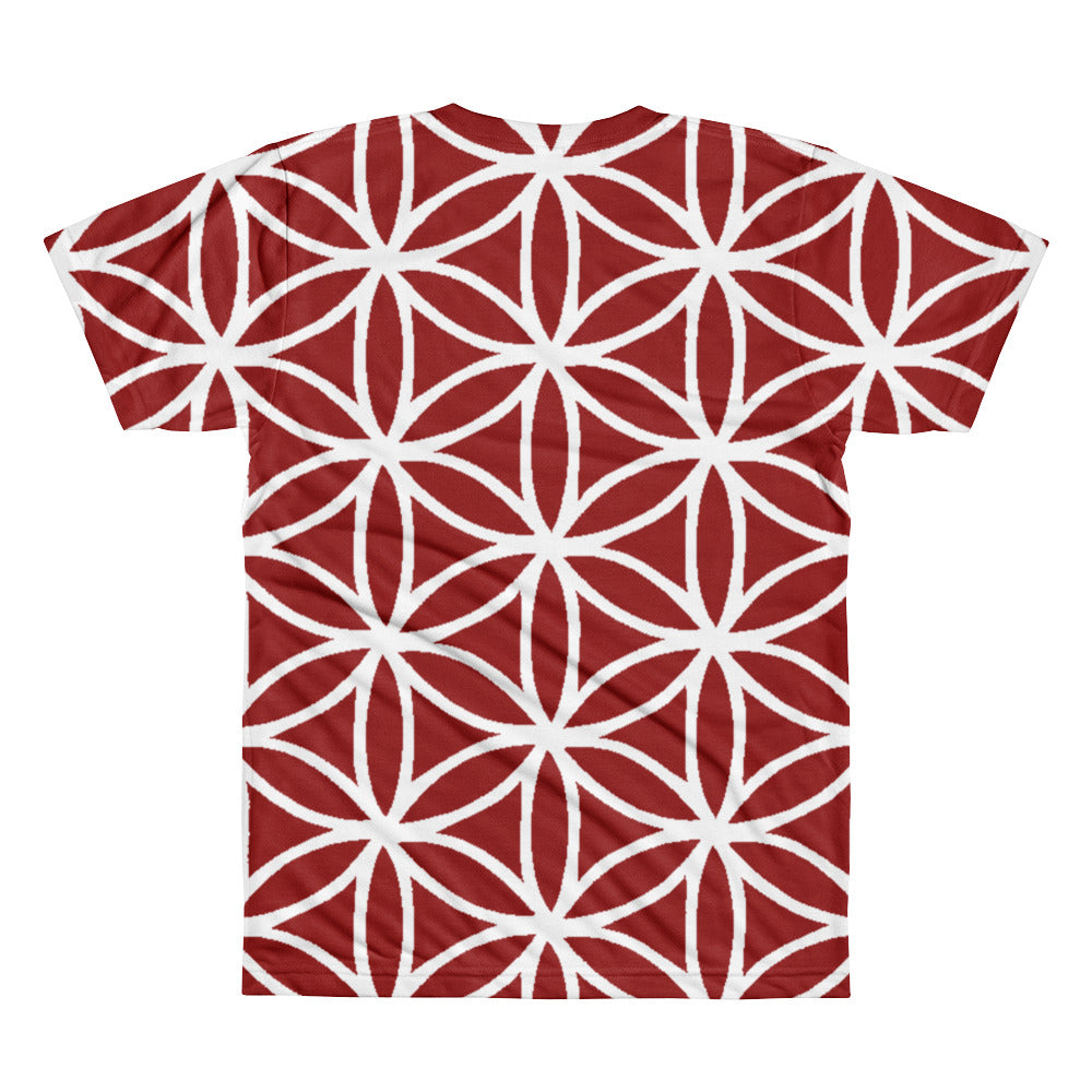 Burgundy Flower of life all over T - BFLY