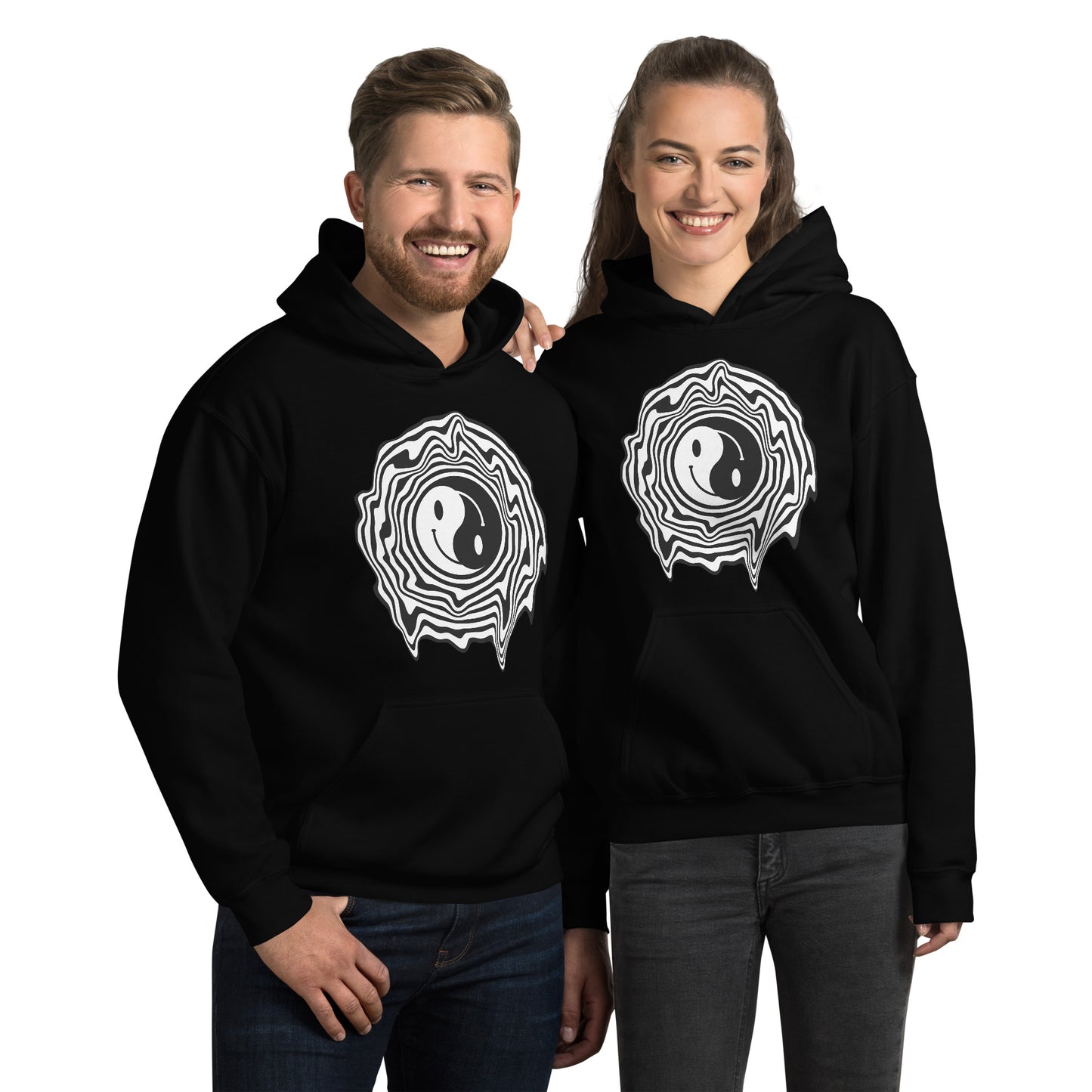 HAPPY SWIRL FACE YIN YANG HOODIE