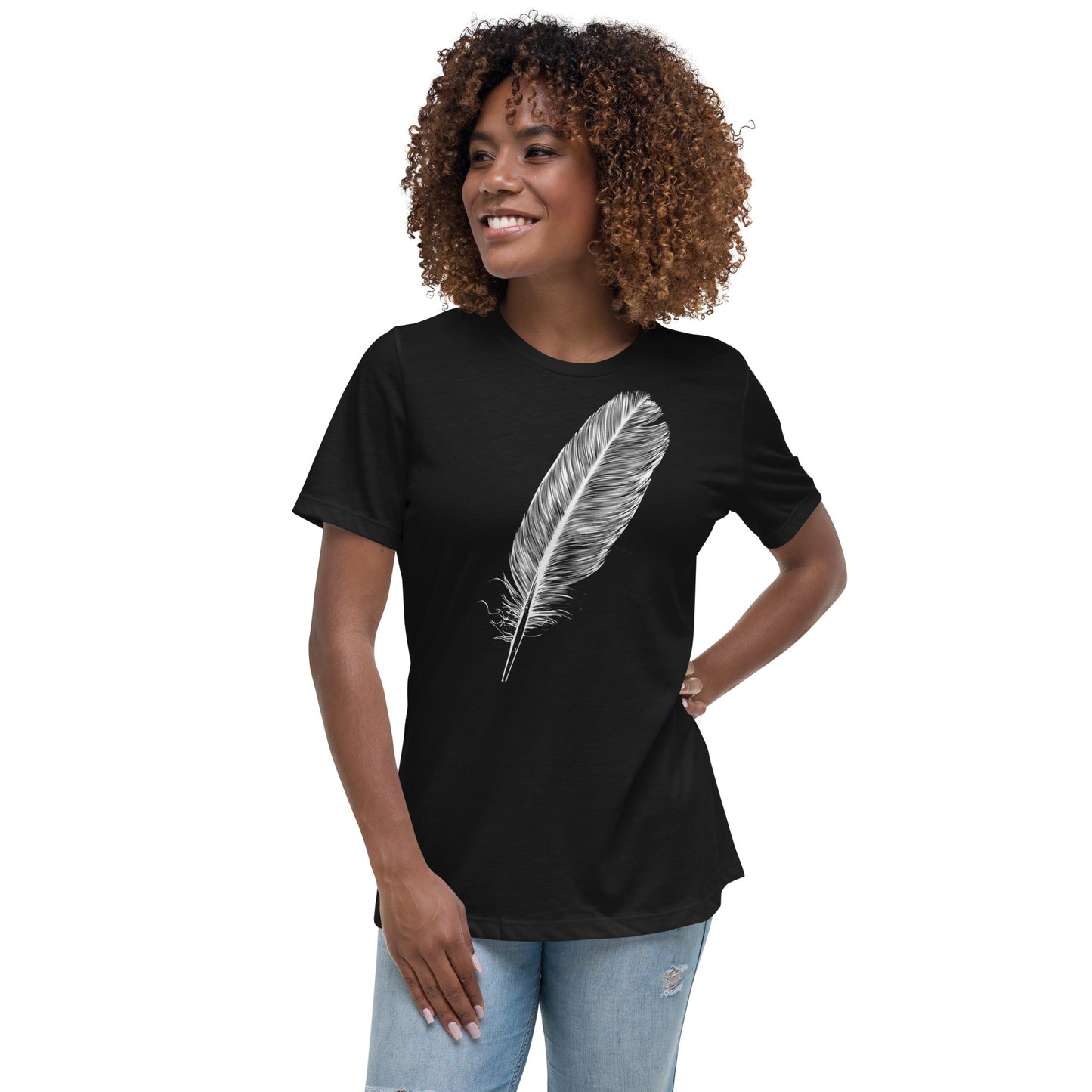 WHITE FEATHER T SHIRT