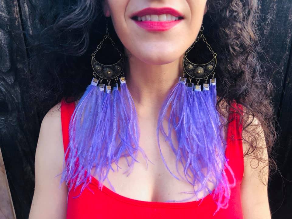Handmade feather earrings