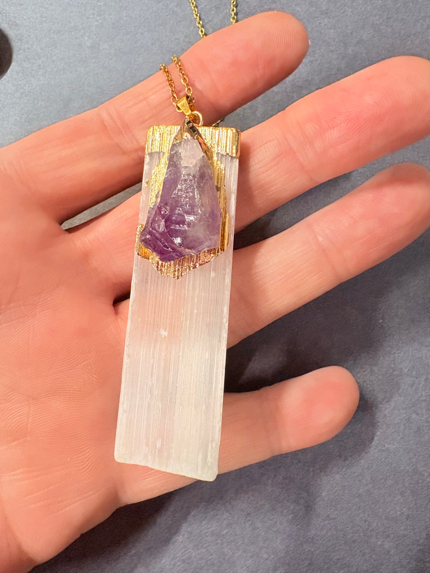 AMETHYST AND SELENITE NECKLACE