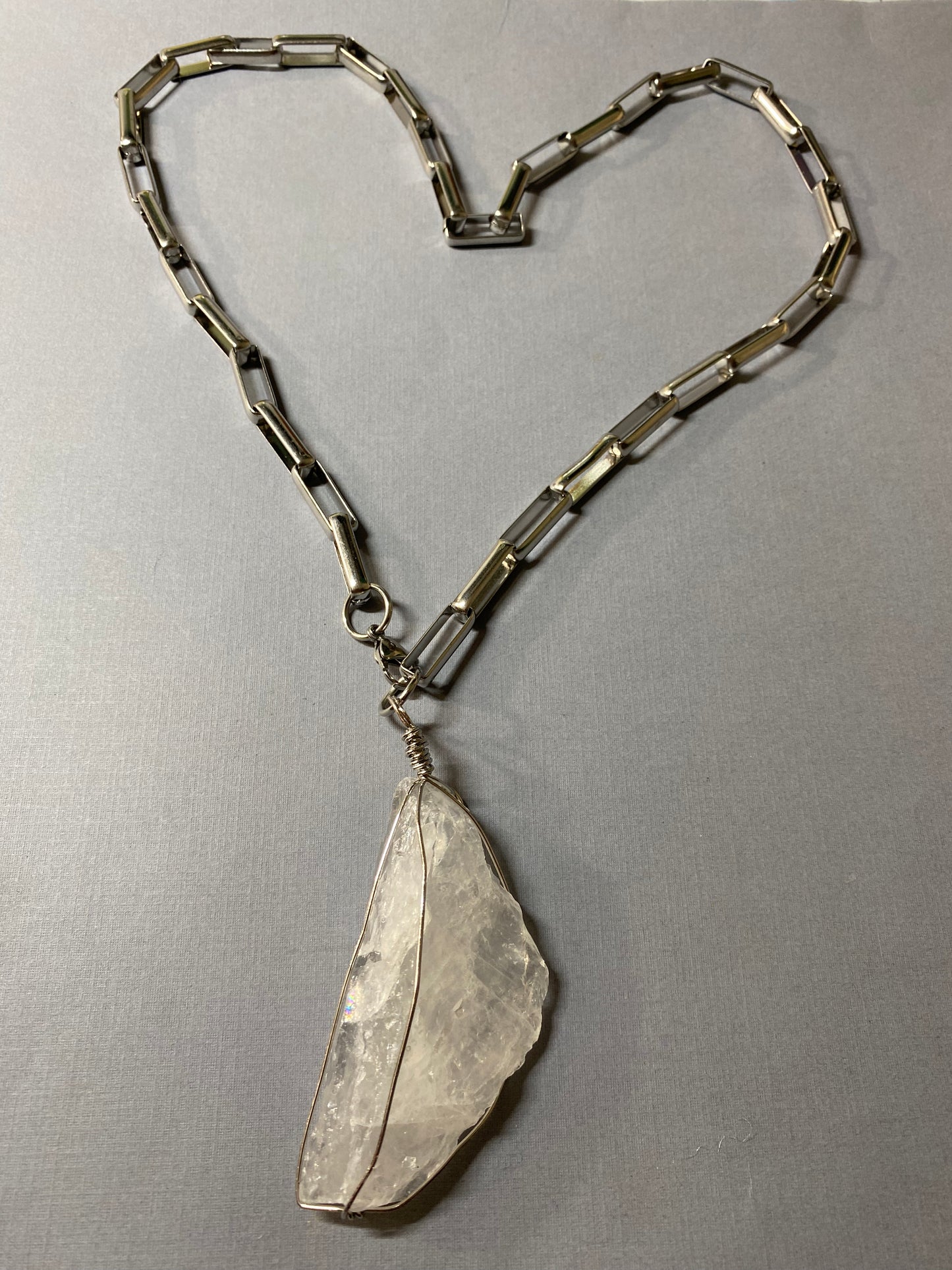 Jumbo quartz crystal necklace