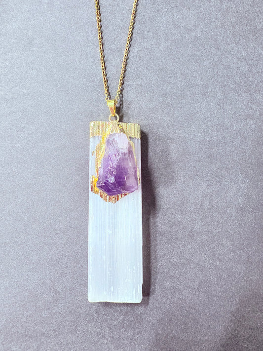 AMETHYST AND SELENITE NECKLACE