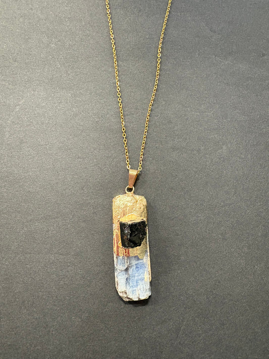 Kyanite and tourmaline pendant necklace