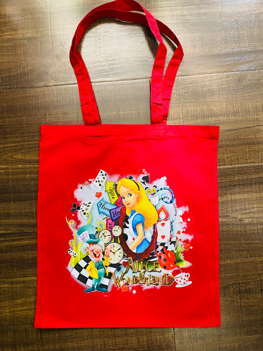 Alice in wonderland red tote